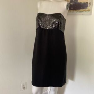 Ann Taylor Black Strapless Dress with Silver Sequin Bodice